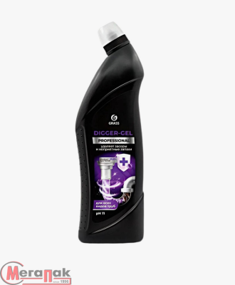 ГрассСредство щелочное для прочистки канализационных труб DIGGER-GEL (флакон 1000 мл), арт. 125569  - фото