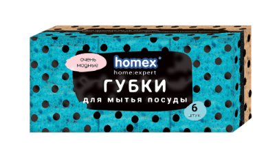 Губка д/мытья посуды крупнопористые 6 шт, 0047 (40)  - фото
