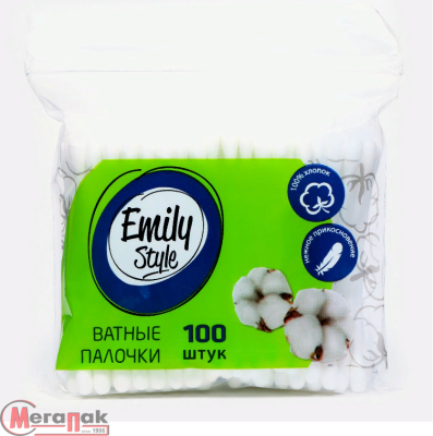Ватные палочки пакет 100шт с зиплоком, Emily Style, арт. С0007217, С0007100 Белый - фото