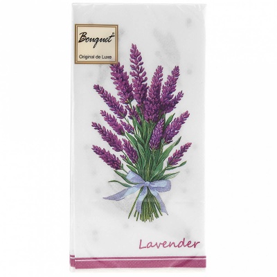 Салфетки бум.  Bouquet Original de Luxe 33*33, 1/8 2сл 20л. "Лаванда" (12)  - фото