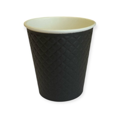 Стакан бумажный д/гор двуслойный 250 мл Waffle Black черн 25шт Черный - фото