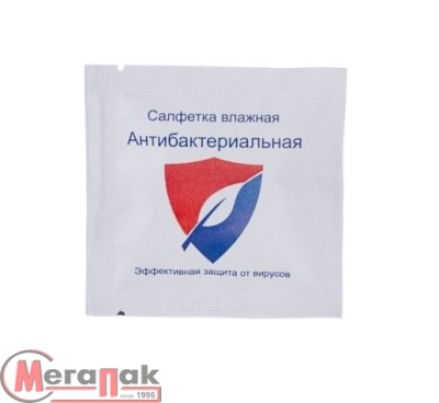 Салфетка влажная "Антибактериальная" 60*60 1/1000 Белый - фото