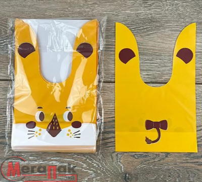 1/10 Пакет забавные зверюшки 13.5*22cm оранжевый  уп Оранжевый - фото