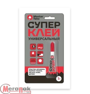 Клей Супер 3г MasterTeks, универс., прозрачный, 9781910 (24) Прозрачный - фото