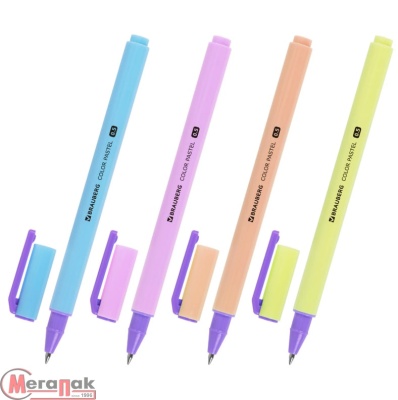 Ручка гелевая BRAUBERG "COLOR PASTEL", СИНЯЯ, корпус микс, 144121 (48) Микс - фото