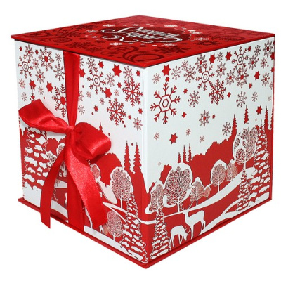 Коробка складная 1,3 КУБ красный 16*16*15см бант Красный - фото