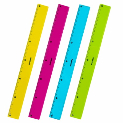 Линейка пластик 30 см ЮНЛАНДИЯ "Color", тонированная, ассорти, 210754  - фото