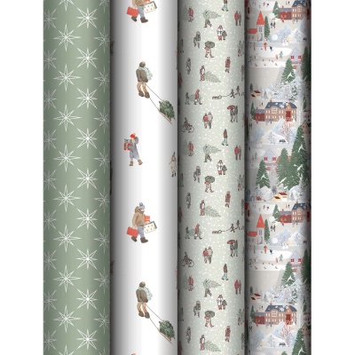 Упаковочная бумага глянцевая 70*100 см Christmas Pattern, 80г/м2, МИКС 1  - фото