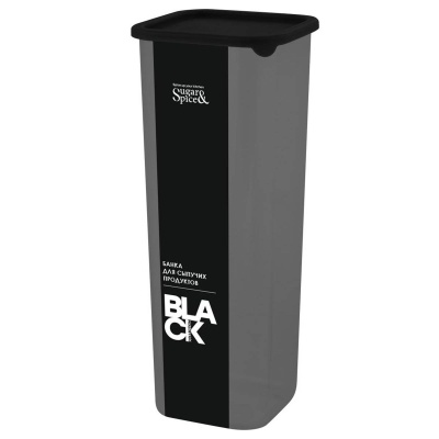 Банка для сыпучих продуктов Sugar&Spice Black 1.9 л 105*105*265 мм арт. SE168610621 с гибкой крышкой 1 шт. Черный - фото