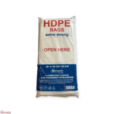 Пакет 18*8*35 (26*35) HDPE бирка Мегапак Прочные (10) Прозрачный - фото