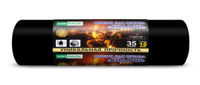 Мешки д/мусора ПВД "Силачи" 50*60, 35л, черные в рул. 15шт, 30мкм (18), sil3515515 Черный - фото