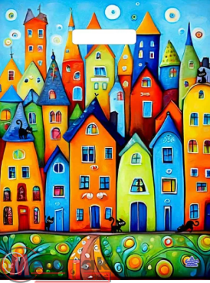 ТЦ50штСумка-пакет 40*31 прор.ручкой лам Сочные краски  - фото