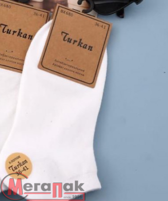 Носки женские TURKAN Укороченные,цвет Микс (хлопок) р.36-41 арт 680 Белый - фото