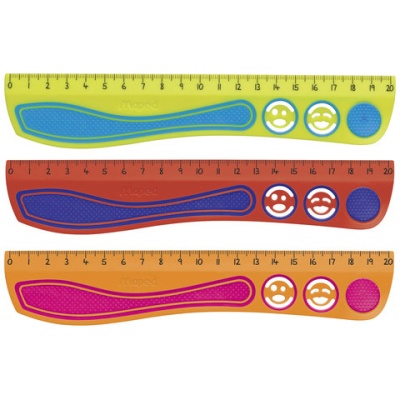 Линейка MAPED (Франция) "Kidy'Grip", 20 см, пластик. с резин. встав, нескольз., с траф. арт. 278710  - фото
