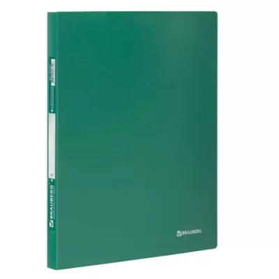 Папка с металлическим скоросшивателем BRAUBERG стандарт, зеленая, до 100 листов, 0,6 мм Зеленый - фото