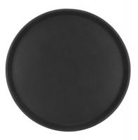 Поднос круглый нескользящий, полиэтилен d28см, черный 1100PTBL Черный - фото